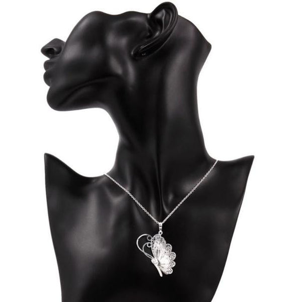 Whimsical Silver Butterfly Pendant Necklace