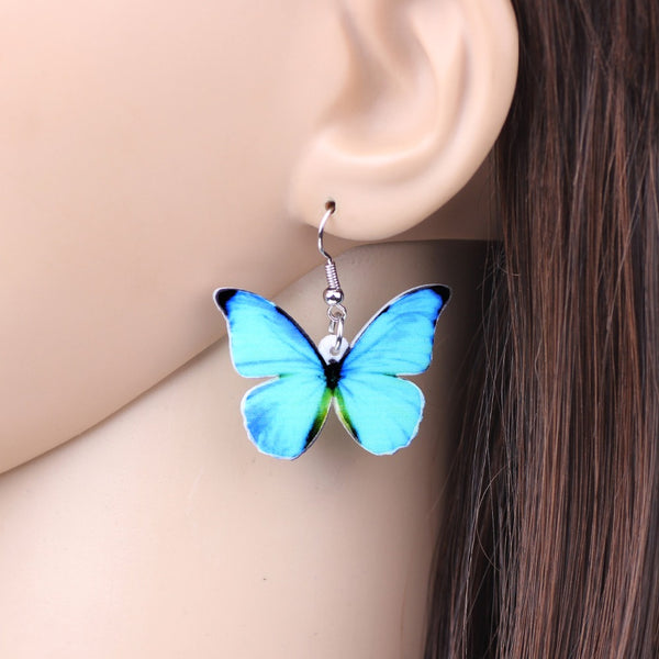 Menelaus Blue Morpho Butterfly Acrylic Earrings