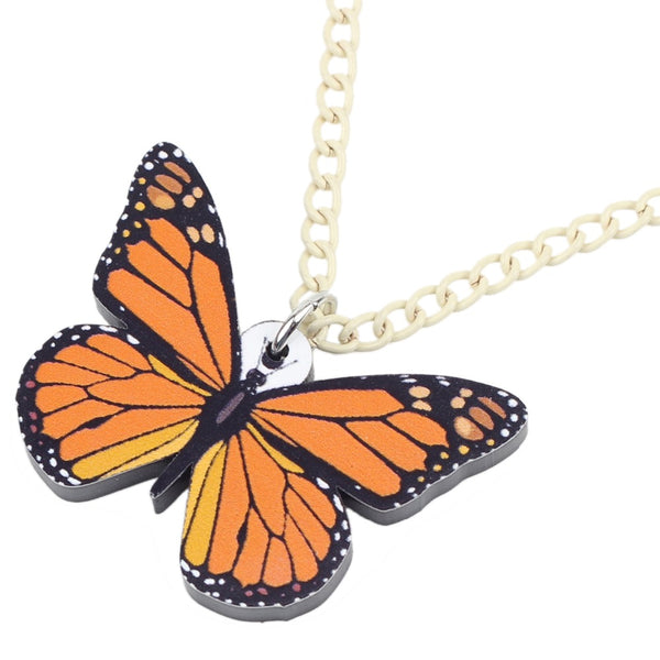Monarch Butterfly Acrylic Pendant Necklace