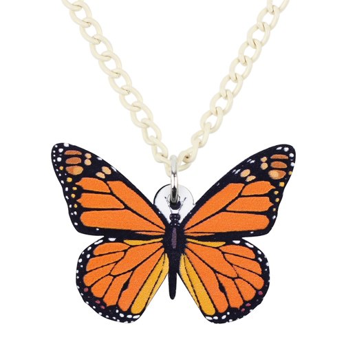 Monarch Butterfly Acrylic Pendant Necklace
