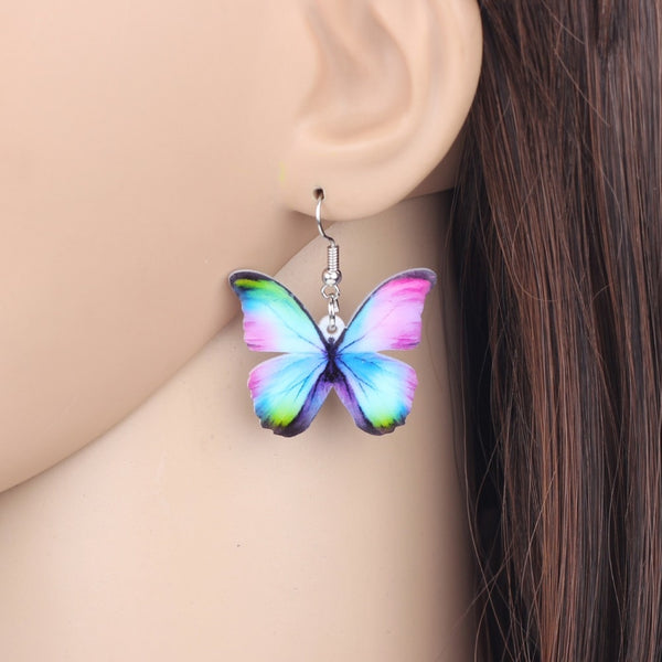 Morpho Butterfly Acrylic Earrings - Floral Colors