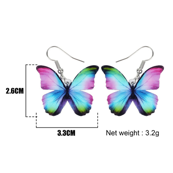 Morpho Butterfly Acrylic Earrings - Floral Colors